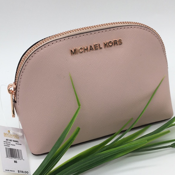 MK Jet Set Travel Vanity Pouch Bag Leather blossom - Picture 1 of 8